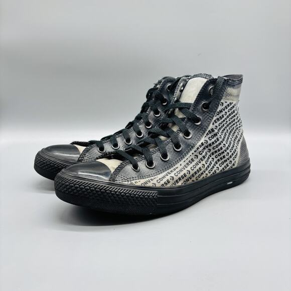 Converse Shoes Mens 8 Black Chuck Taylor All Star Logo Print High Top Sneakers - Picture 3 of 8